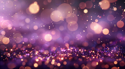 Gentle Mauve Optical Bokeh Lights with Sparkle Glitter on Soft Abstract Background, Realistic HD Capture