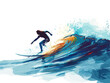 © J.V.G. Ransika - Surfer's Grace: An Animated Silhouette Capturing the Elegance of Riding the Perfect Wave