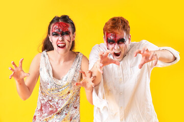 Poster - Scary zombies on yellow background