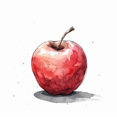 Wall Mural - apple hand-drawn style, cartoon, white background