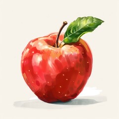 Canvas Print - apple hand-drawn style, cartoon, white background