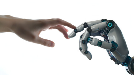 hand of the robot and person ,generative ai