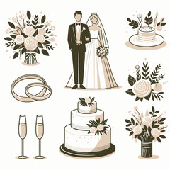 Wall Mural - Weddings accessories vector  