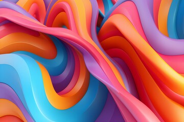 Aufkleber - 3d illustration of a  colorful  abstract gradient background with lines. PRint from the waves. Modern graphic texture. Geometric pattern,   generated by AI, 3D illustration