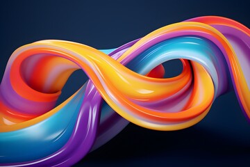 Poster - 3d illustration of a colorful stripes . geometric stripes similar to waves, generated by ai.