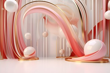 Poster - 3d rendering of realistic composition primitives. Abstract theme for trendy designs,  generated by AI.