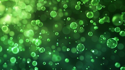 Wall Mural - a 3d background in bright green with dark green circles resembling smoke