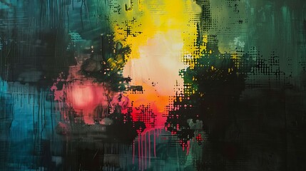 Wall Mural - a glowing tenebrism with various diffusion and pentimento effects in abstract art