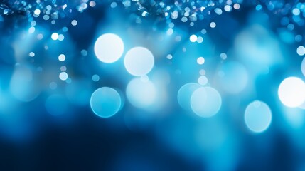 Poster - A close-up photo of a bright blue bokeh background with soft, out-of-focus lights. The background is smooth and dreamy, with no visible imperfections. The overall effect is serene and calming.