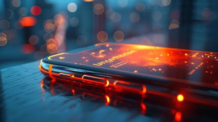 Poster - Encrypted messaging app on phone, soft evening glow, close-up, secure conversation