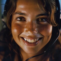 Sticker - A woman with brown hair and a smile on her face