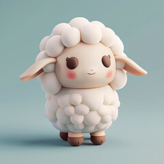 Wall Mural - cute 3d sheep character animal in background studio