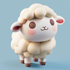 Wall Mural - cute 3d sheep character animal in background studio