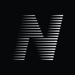 Aufkleber - Letter N Logo with Abstract Line Pattern