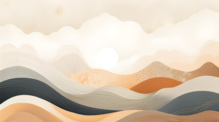 Digital sunrise art design landscape abstract graphic poster web page PPT background