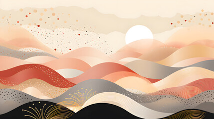 Digital sunrise art design landscape abstract graphic poster web page PPT background