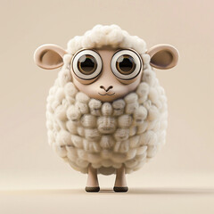 Wall Mural - cute 3d sheep character animal in background studio