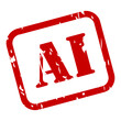 AI or Artifical Intelligence label as a textured red stamp in vector