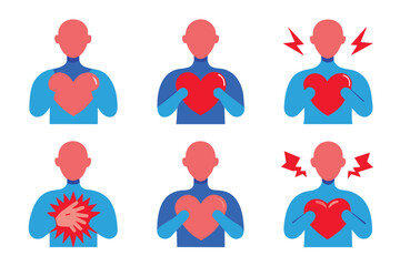 Chest pain and heart attack Vector illustration on white background