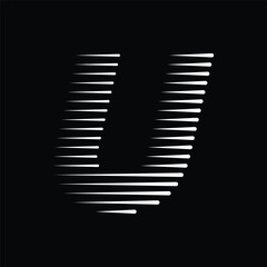 Aufkleber - Letter U Logo with Abstract Line Pattern