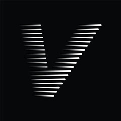 Poster - letter v logo with speed line pattern