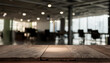 Blurred empty open space office. Abstract light bokeh at office interior background for design.