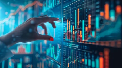 Poster - Generative AI image of Business audit stock financial finance management on analysis data strategy with graph accounting marketing or report chart economy investment research profit hyper realistic 