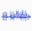 Drawing background of Singapore cityscape in blue