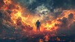 © Anastasiia - Man triumphs over darkness in spiritual battle of good versus evil. Concept Spiritual Triumph, Battle of Good and Evil, Light Conquers Darkness