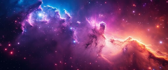 Colorful space galaxy cloud nebula. Stary night cosmos. Universe science astronomy. Supernova background