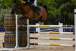 Rider jumping during a horse riding competition