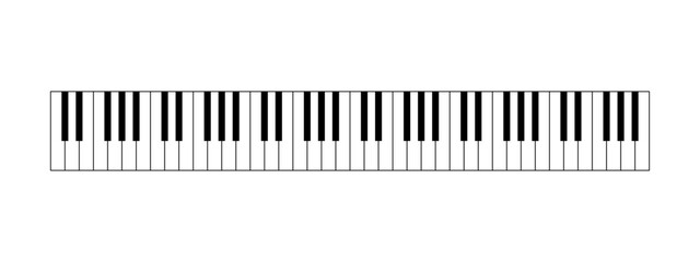 Piano key, keyboard. Piano. Musical instrument.  Synthesizer. Vector eps or transparent png.