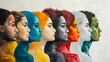© Anastasiia - A diverse group of people portrayed in modern art style, each depicted uniquely in color. Concept Diverse group, Modern art style, Unique color palette, Representation, Individuality