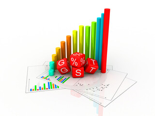 Sticker - 3d rendering Stock market online business concept. business Graph with GST