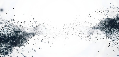 Poster - Abstract black and white digital network with dots, lines or particles on the right side of an empty space on a white background Abstract concept for technology, data transfer, or internet connection 