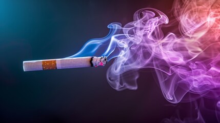 Leinwandbilder - A conceptual image of colorful smoke emanating from a cigarette, symbolizing the allure and danger of smoking habits