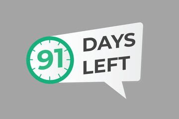 91 days to go countdown template. 91 day Countdown left days banner design. 91 Days left countdown timer