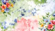 colorful flowers border with colorful watercolor background