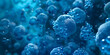 A close up of microbiological blue molecular cell on blue background Blue cell background. Life and biology, medicine scientific, molecular research for  From Life Sciences to Advanced Biology concept