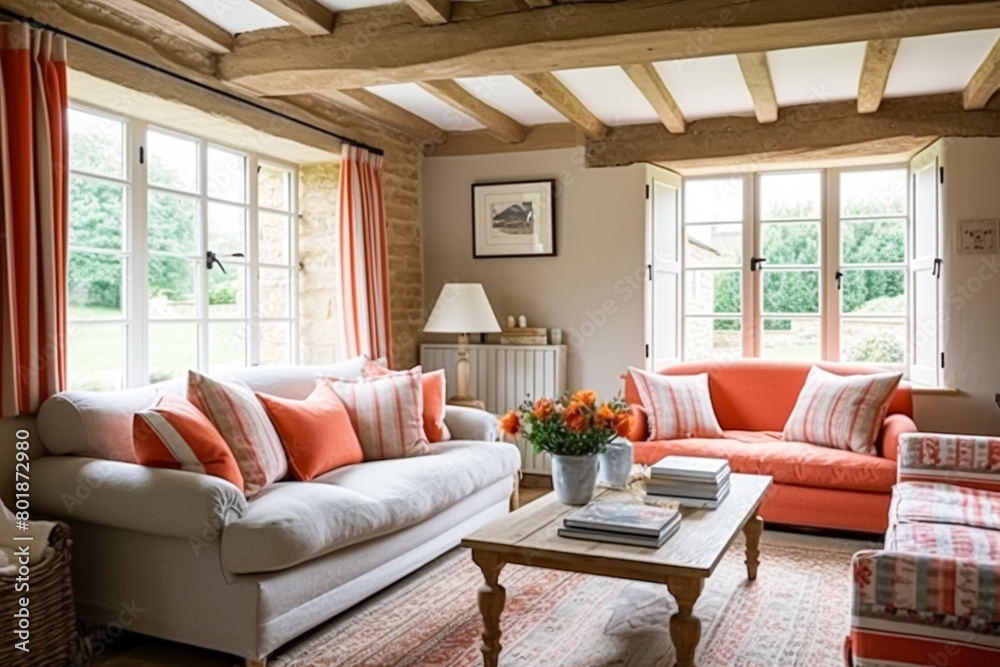 Modern cottage sitting room, living room interior design and country ...
