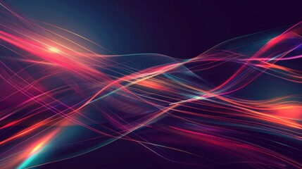 Wall Mural - abstract blurred neon tangled web glowing lines background