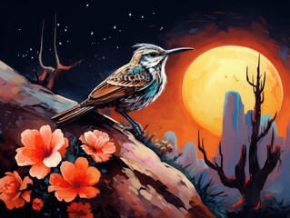 Wall Mural - birds in the night