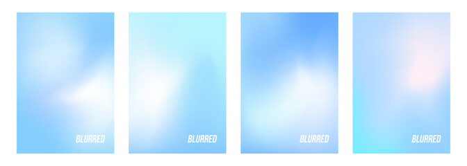 Leinwandbilder - Set of light blue colored blurred abstract backgrounds. Soft color gradients for creative graphic design. Vector illustration.