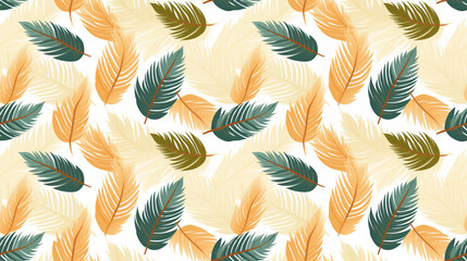 Canvas Print - A seamless pattern of stylized palm leaves in muted fall colors.