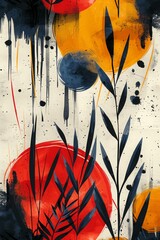 Wall Mural - Bold strokes, vibrant colors, and unconventional shapes converge to create a visually stunning and modern pattern