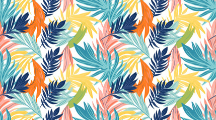 Canvas Print - Colorful tropical leaves seamless pattern.