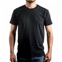Wall Mural - A man is wearing a black t-shirt and jeans