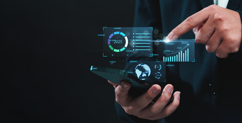 Wall Mural - business 2025 analytics tools charts and graphs with statistics to analyze business potential and fo