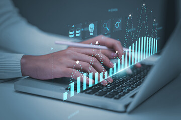 Wall Mural - business analytics tools charts and graphs with statistics to analyze business potential and forecas