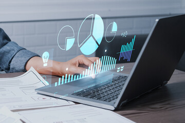 Wall Mural - business analytics tools charts and graphs with statistics to analyze business potential and forecas